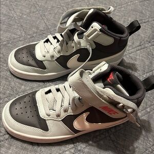 Nike High-Top Sneakers in sky blue, Gray, and red Accents. No box.